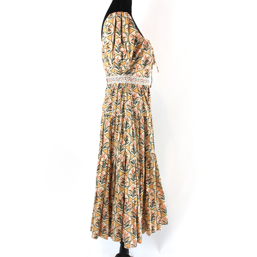 AGUA Bendita Palmera Chan Chan Miel Pink Floral Dress S NEW Short Sleeve Midi - Picture 3 of 8